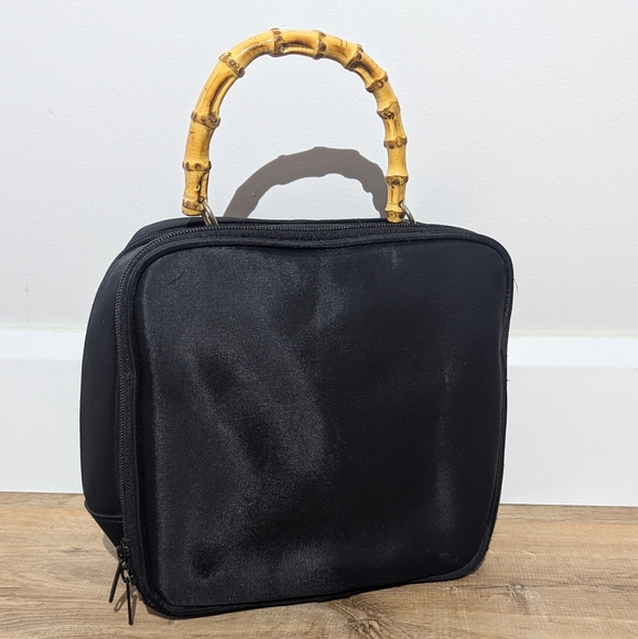 Bamboo Handled Black Handbag - Picture 3 of 6